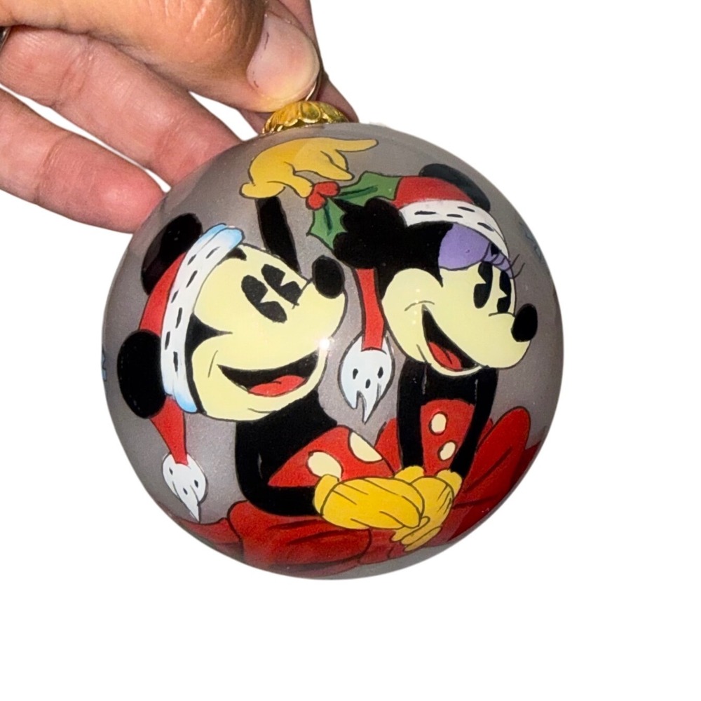 Vintage Disney Mickey Mouse & Co Holiday Ornament Ribbon Holly Collectible